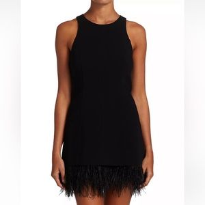 Cinq A Sept Catherine Feather
Trim mini Dress In Black 2 New